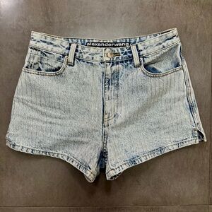Alexander Wang Crystal Embellished Light Blue Jean Shorts, Womens 28